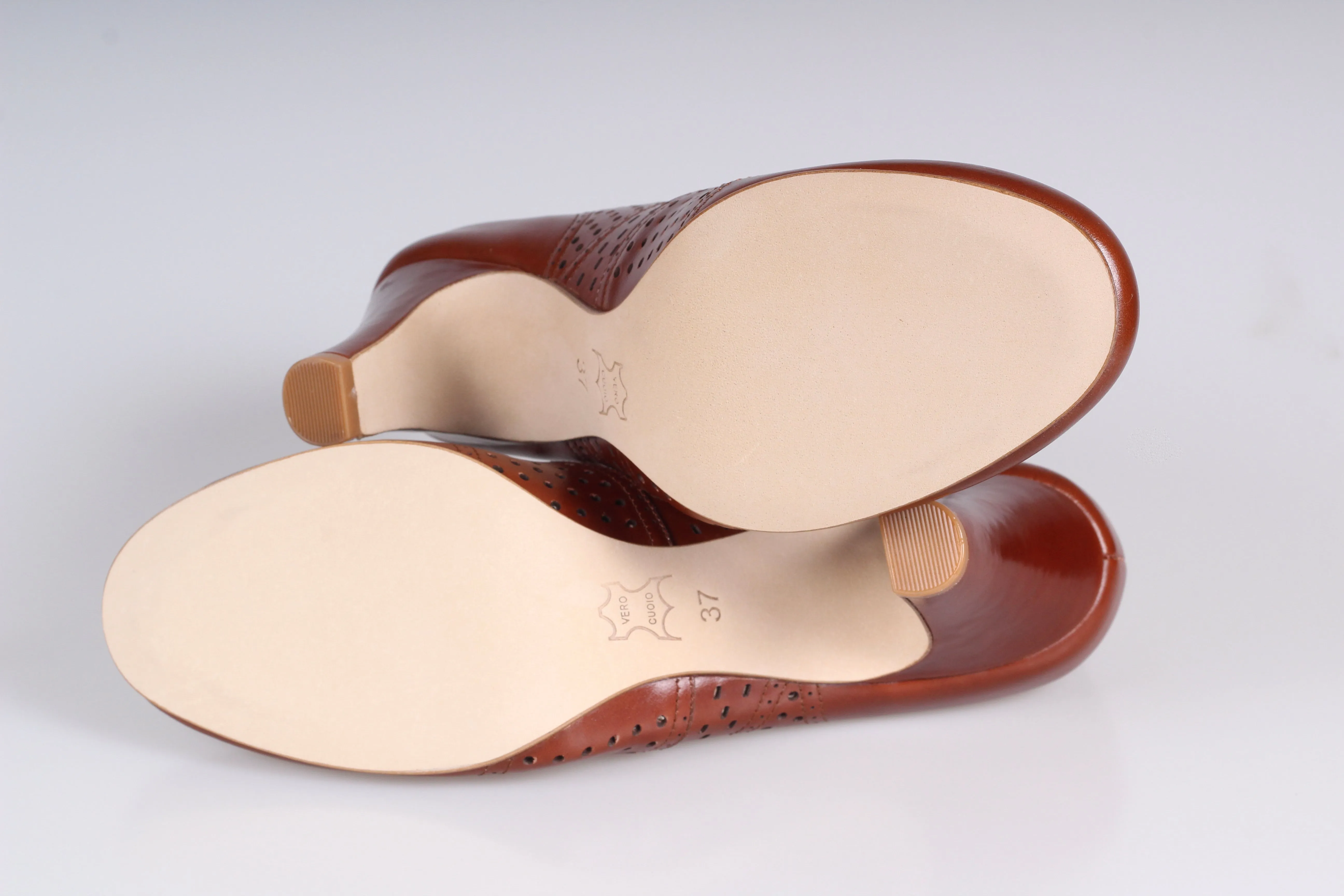 1930s everyday oxford high heel shoes - Cognac brown - Marie