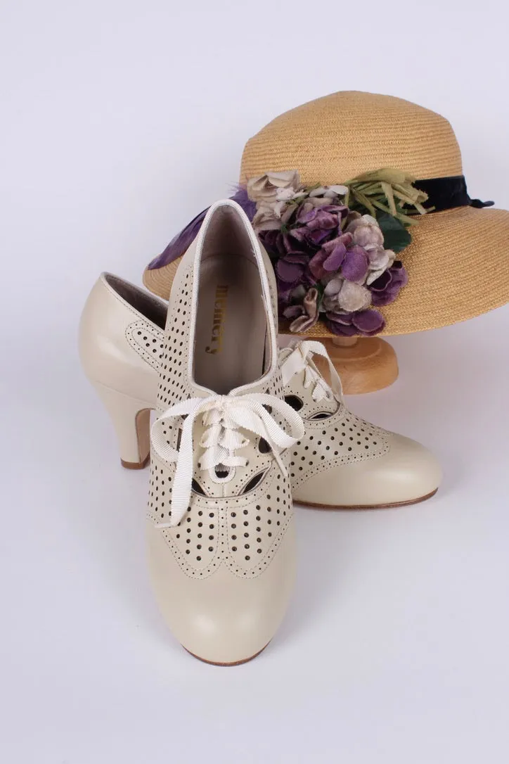 1930s everyday oxford high heel shoes - Cream - Marie