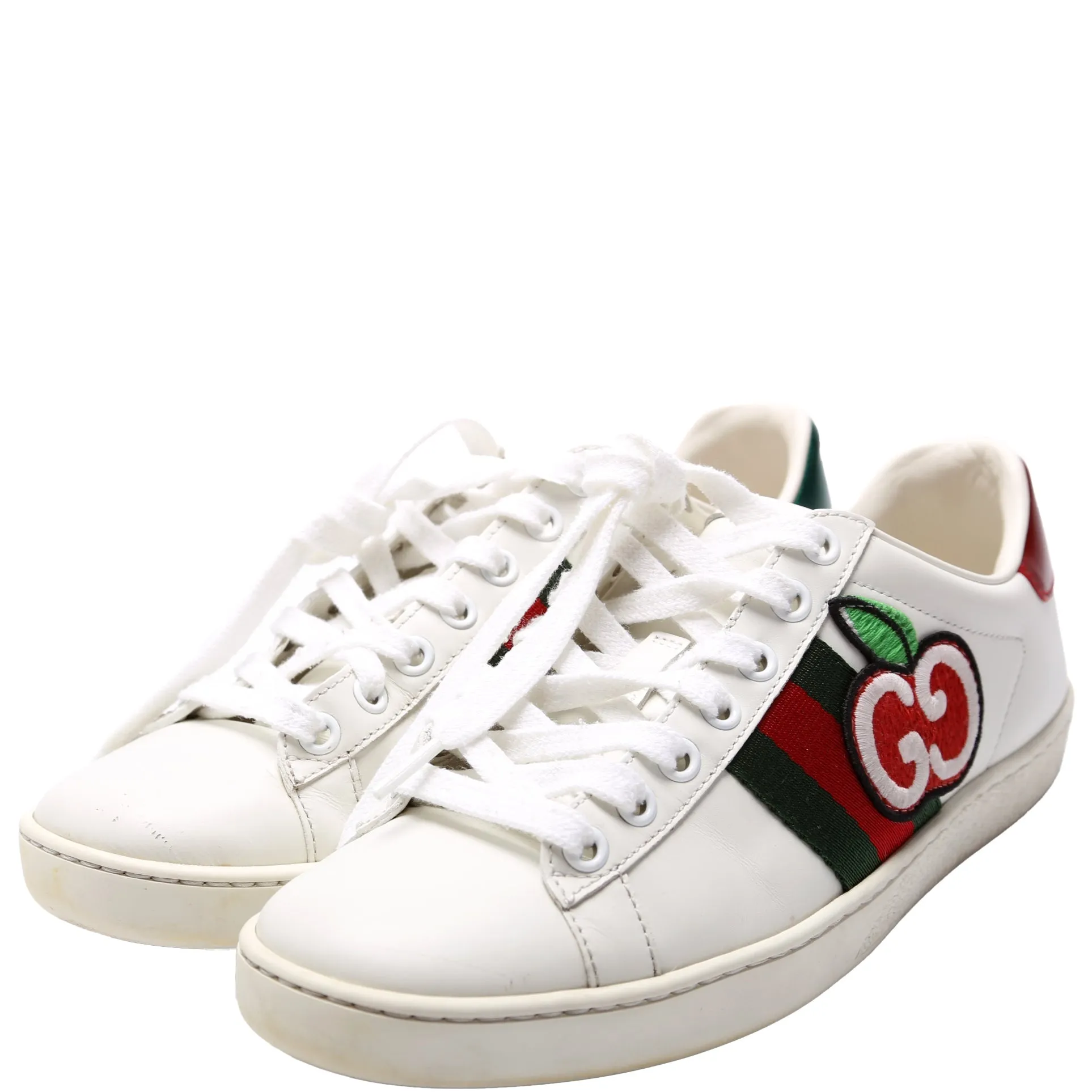 Ace Web Apple Embroidered Leather Sneakers Size 36
