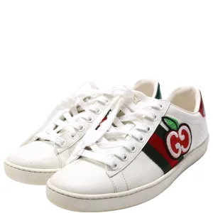 Ace Web Apple Embroidered Leather Sneakers Size 36