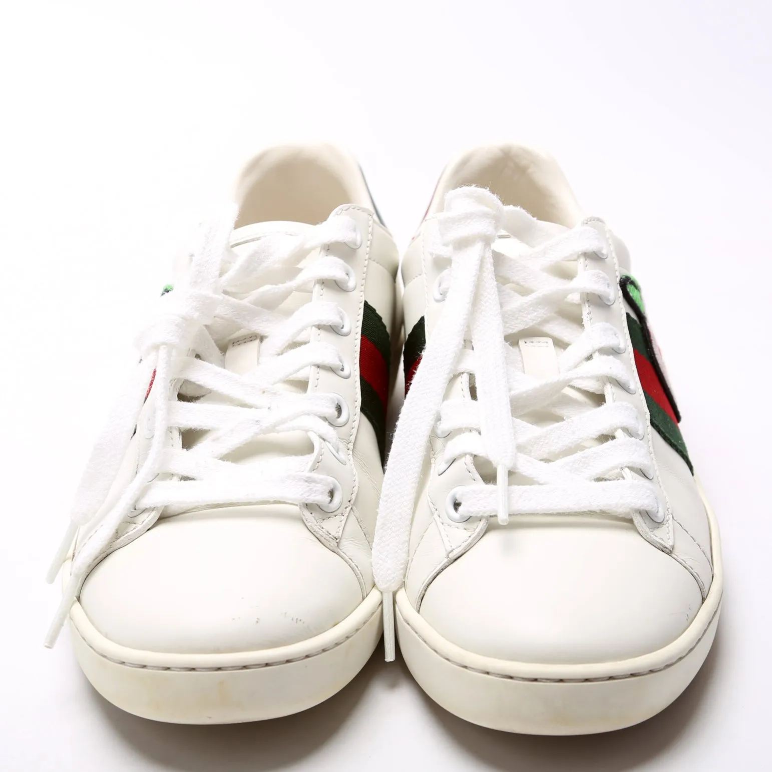 Ace Web Apple Embroidered Leather Sneakers Size 36