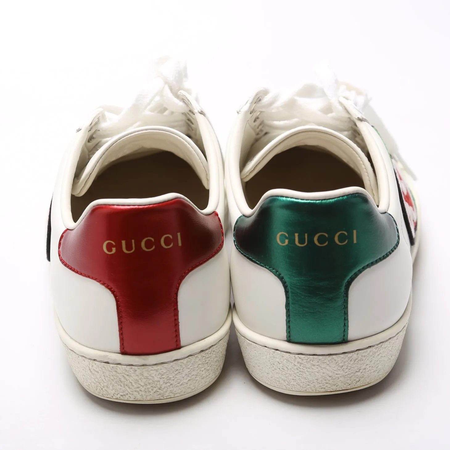 Ace Web Apple Embroidered Leather Sneakers Size 36