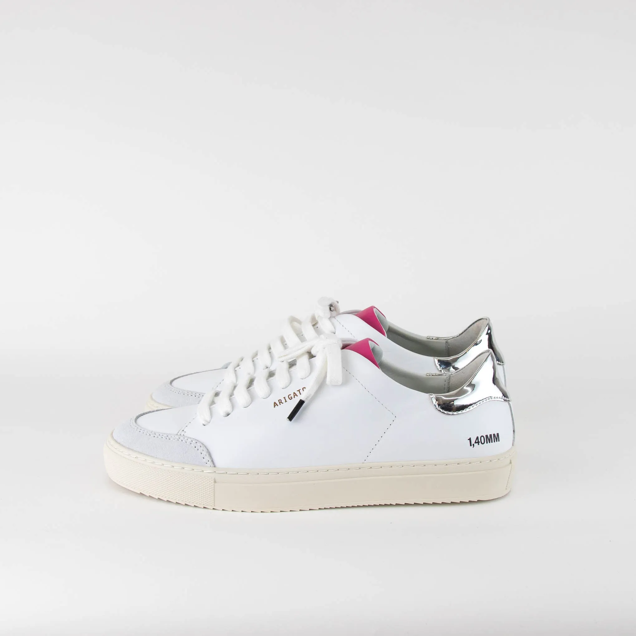 Axel Arigato Clean 90 Triple White Pink Chrome Silver Trainers