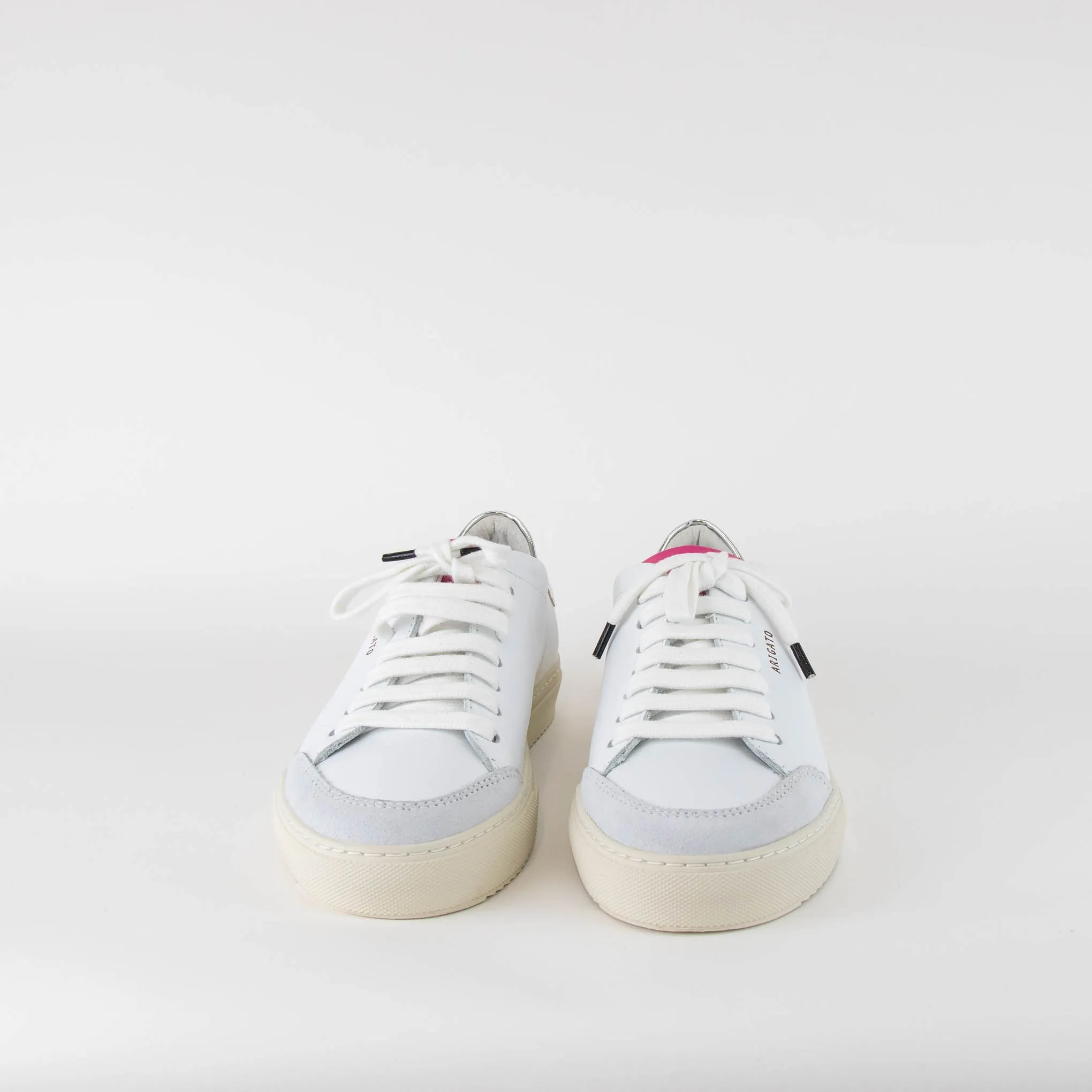 Axel Arigato Clean 90 Triple White Pink Chrome Silver Trainers