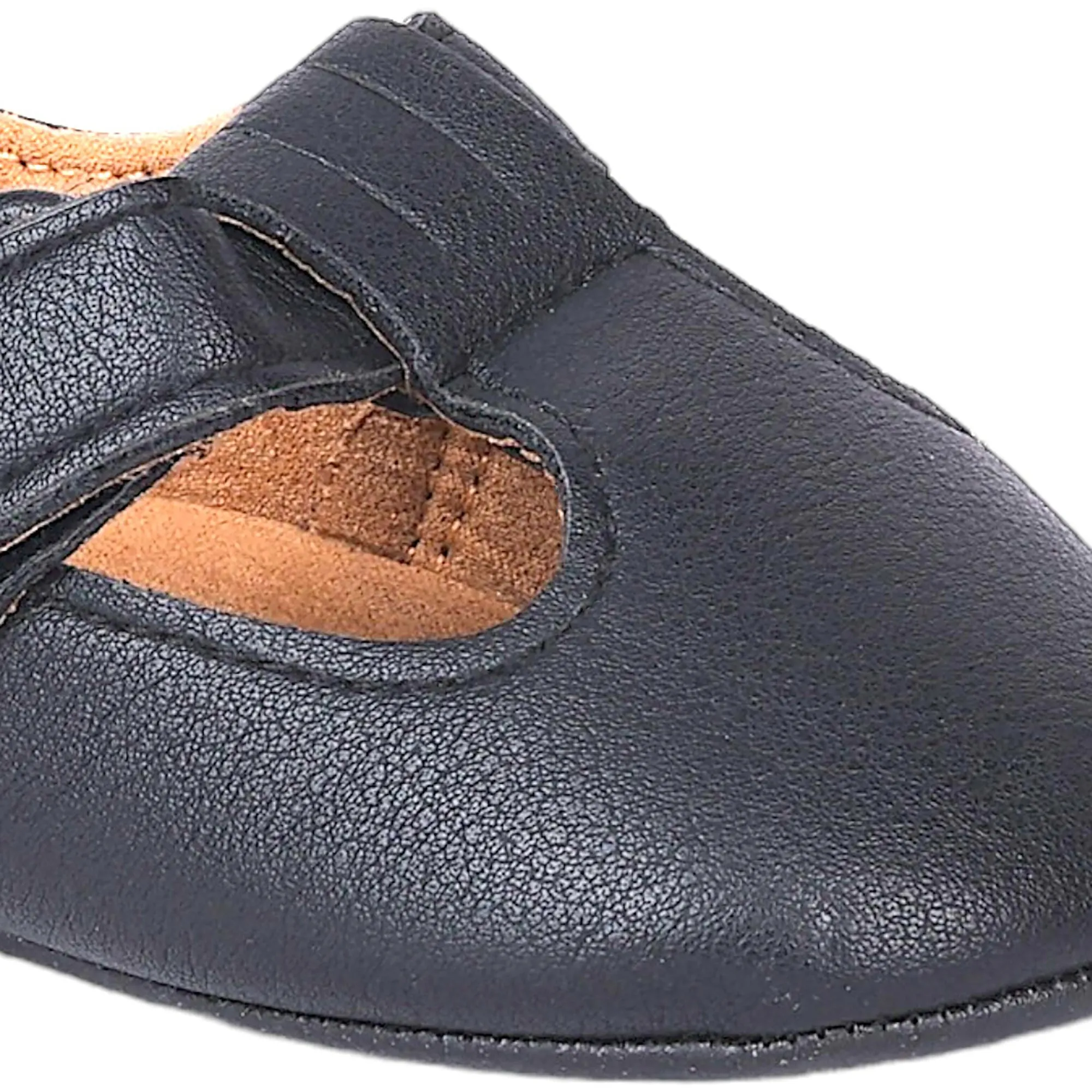 Baby Moo Vintage Vegan Leather T-Strap Anti-Skid Ballerina Pram Shoes - Black