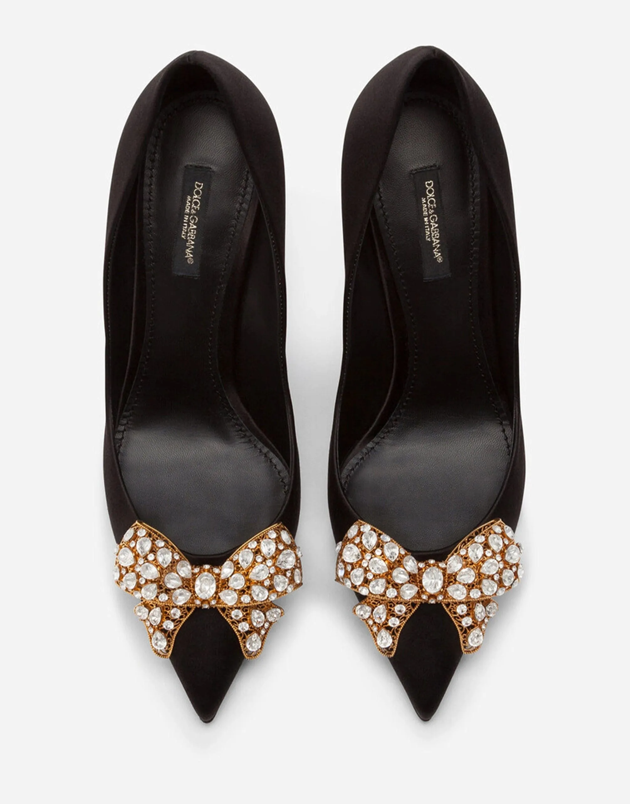 Bejeweled Satin Embellished Pumps