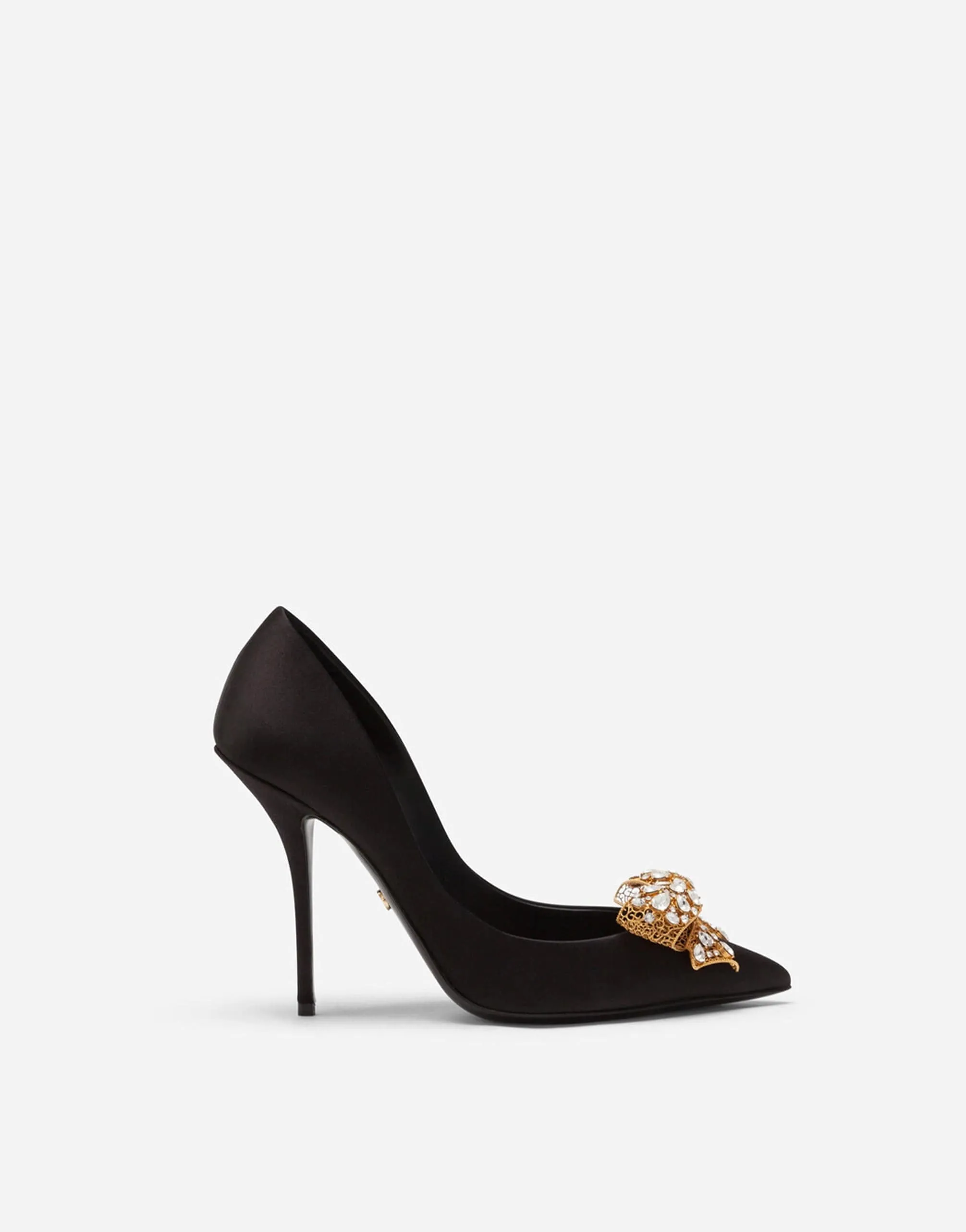 Bejeweled Satin Embellished Pumps