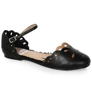 BETTIE PAGE BETSY BUCKLE FLATS BLACK