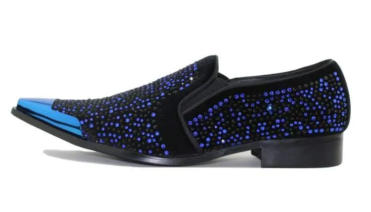 Bolano Desta Men's Rhinestone Loafer Black/Royal Blue