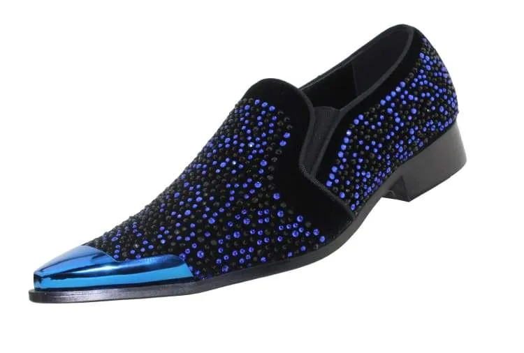 Bolano Desta Men's Rhinestone Loafer Black/Royal Blue