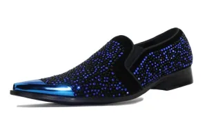 Bolano Desta Men's Rhinestone Loafer Black/Royal Blue