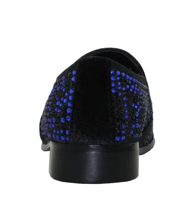 Bolano Desta Men's Rhinestone Loafer Black/Royal Blue