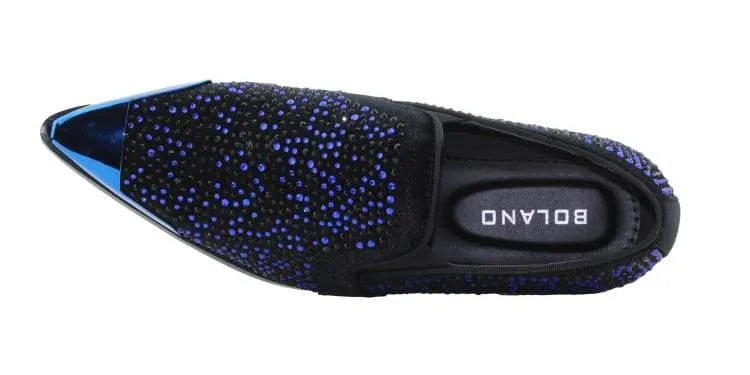 Bolano Desta Men's Rhinestone Loafer Black/Royal Blue