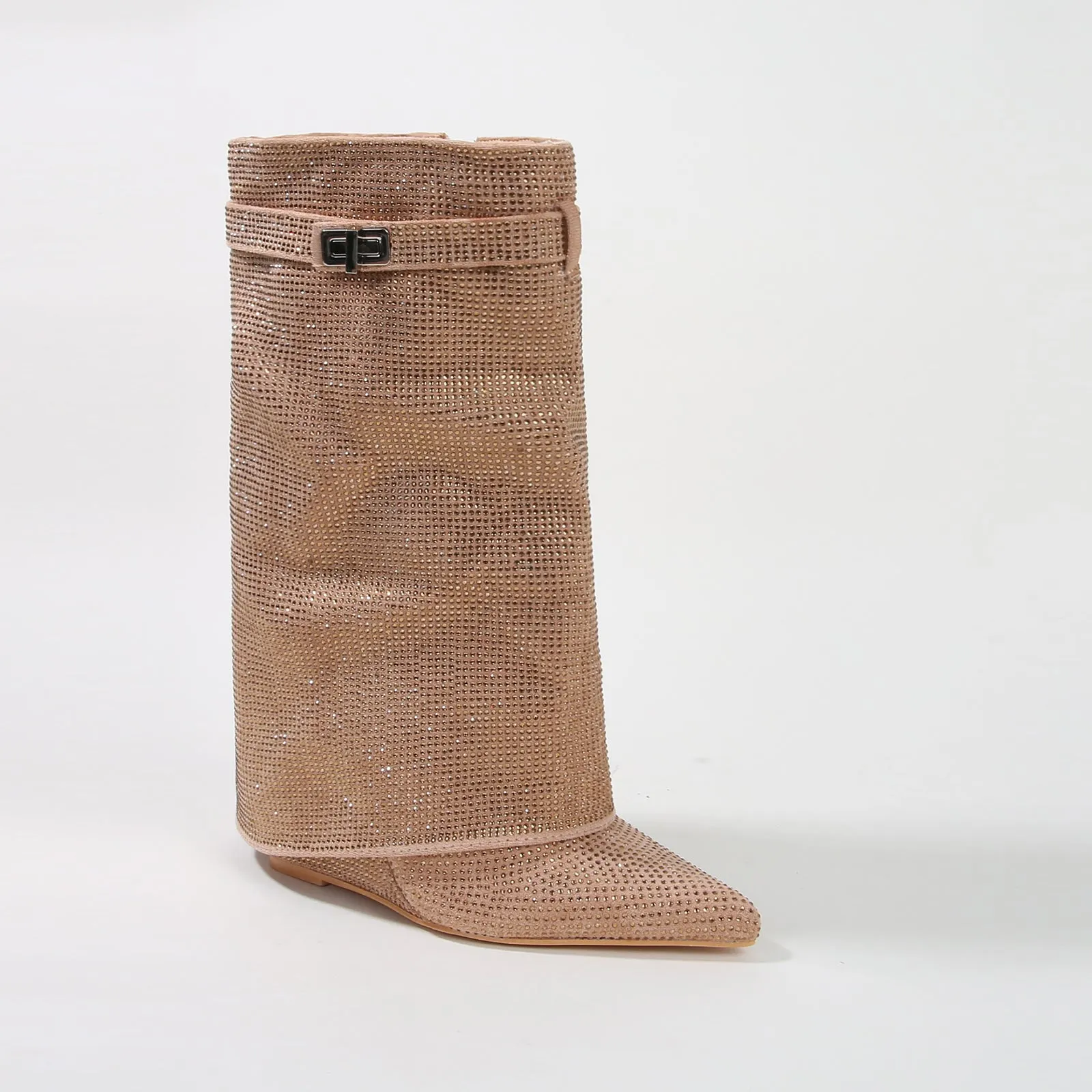 Bronte Rhinestone Fold-over Ankle Boots