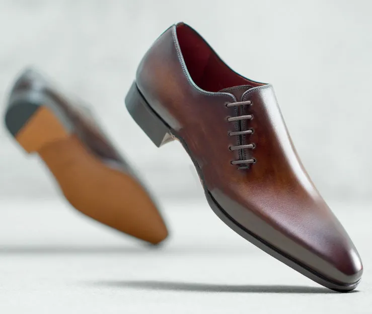Brown Leather Evzen Lace Up Whole Cut Oxfords - Work Edition