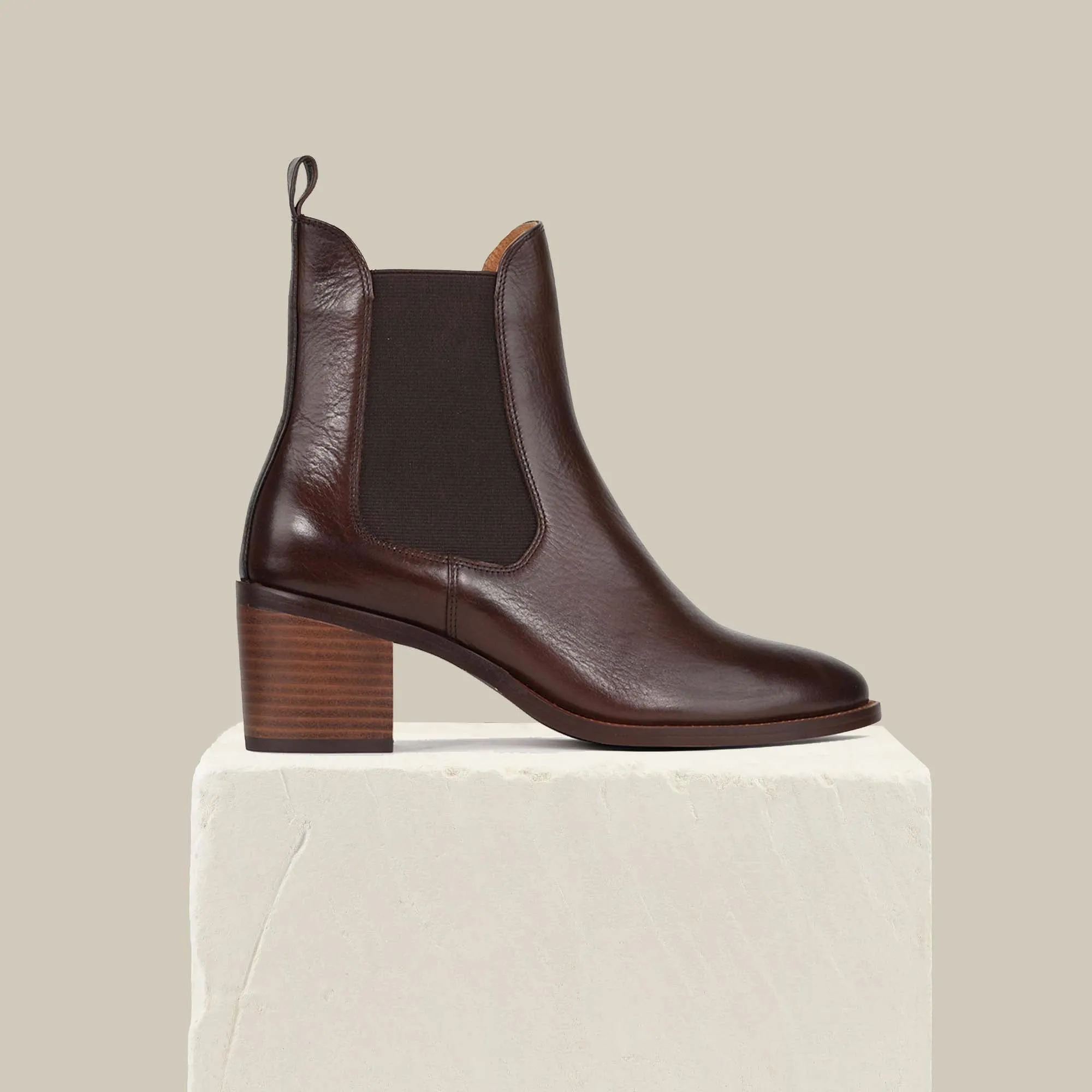 CICILY LEATHER HEEL ANKLE BOOTS