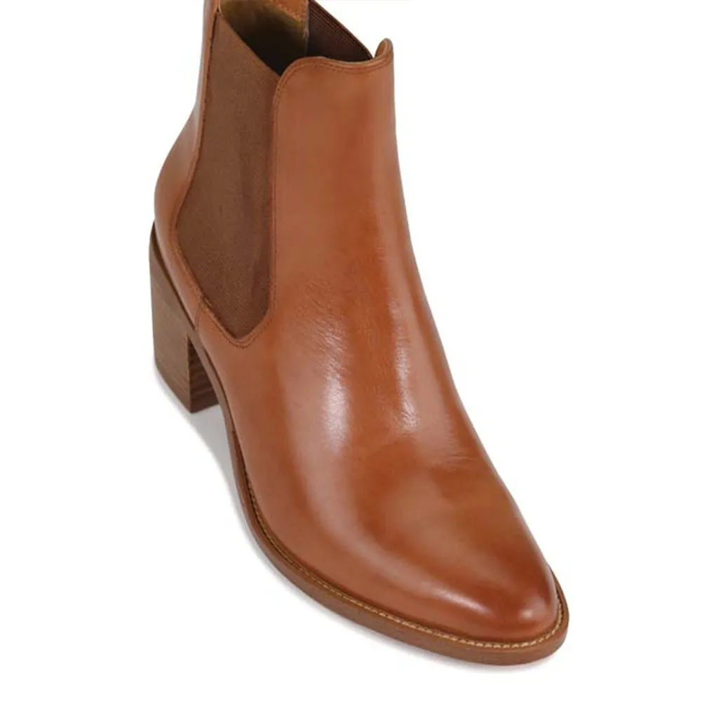 CICILY LEATHER HEEL ANKLE BOOTS