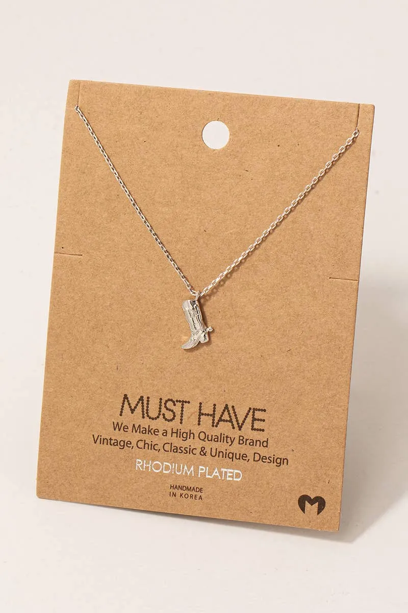 Cowboy Boots Pendant Necklace: G