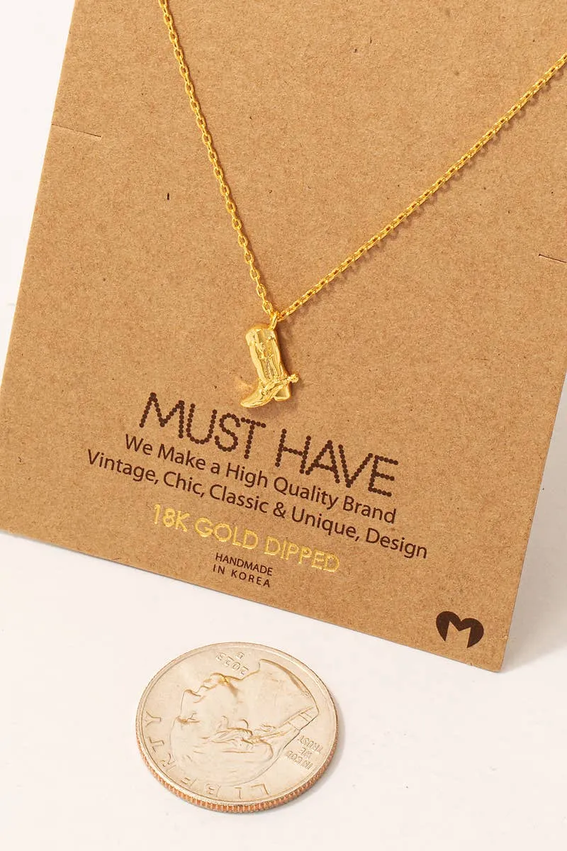 Cowboy Boots Pendant Necklace: G
