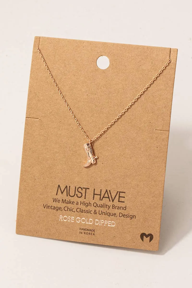 Cowboy Boots Pendant Necklace: G