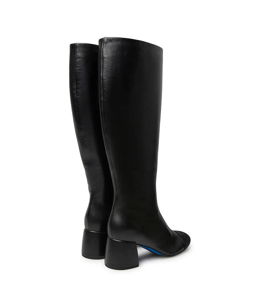 Crystals embellished black nappa leather boots