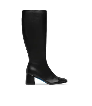 Crystals embellished black nappa leather boots