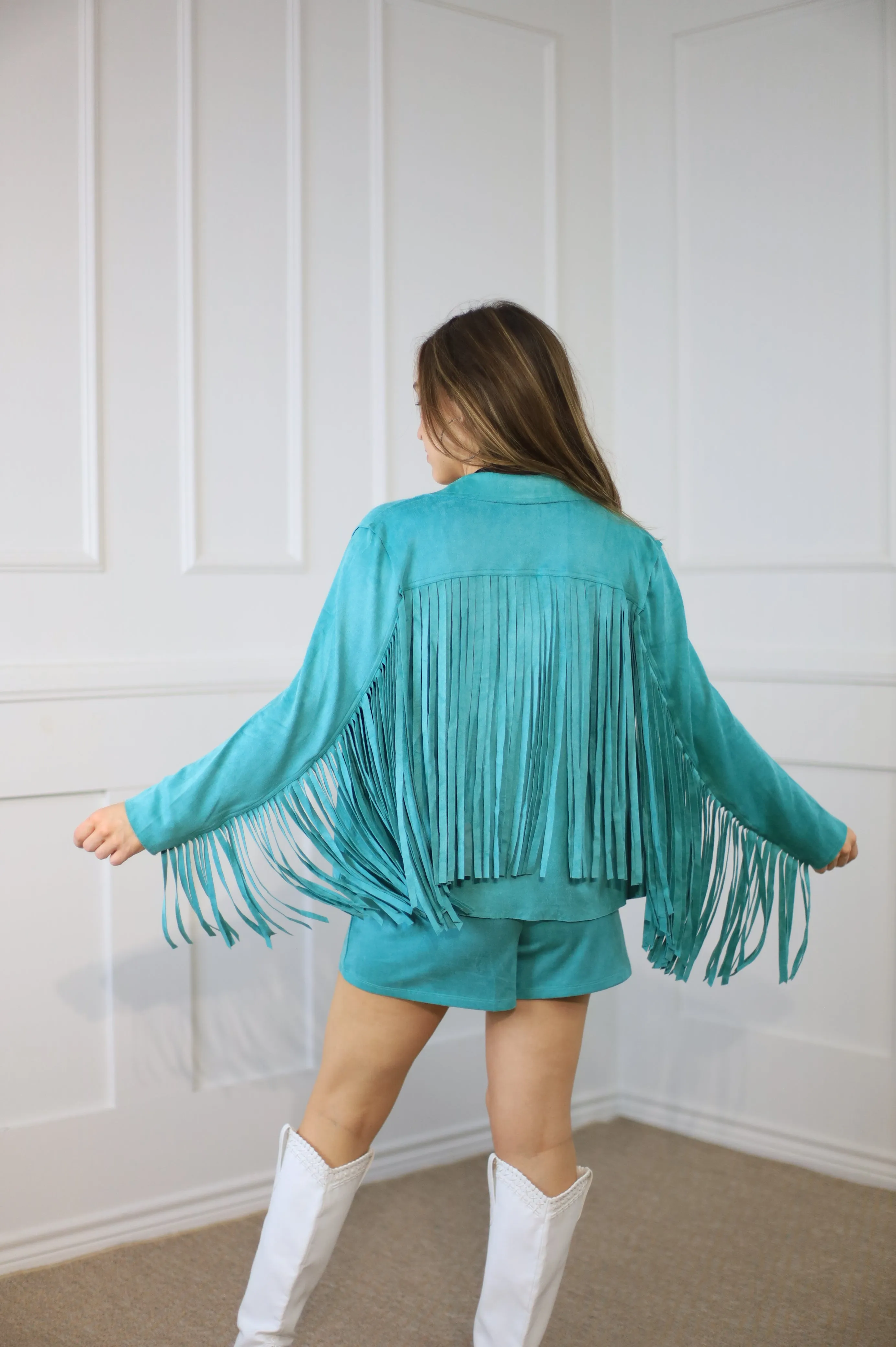 DALLAS FAUX SUEDE FRINGE JACKET - ASSORTED COLORS