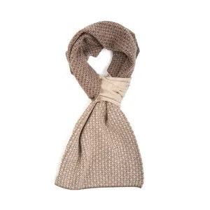 DARK BROWN AND BEIGE NECK WARMER WITH MICRO PATTERN