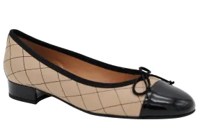 Fabucci Camel and Black Quilted  Ballet Flat