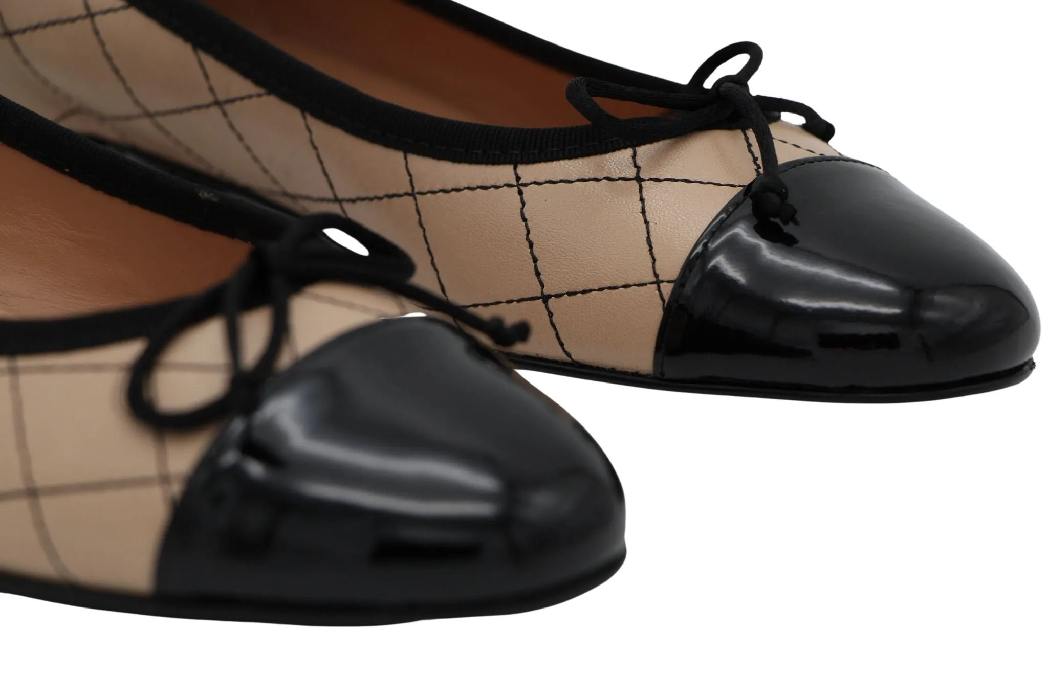 Fabucci Camel and Black Quilted  Ballet Flat