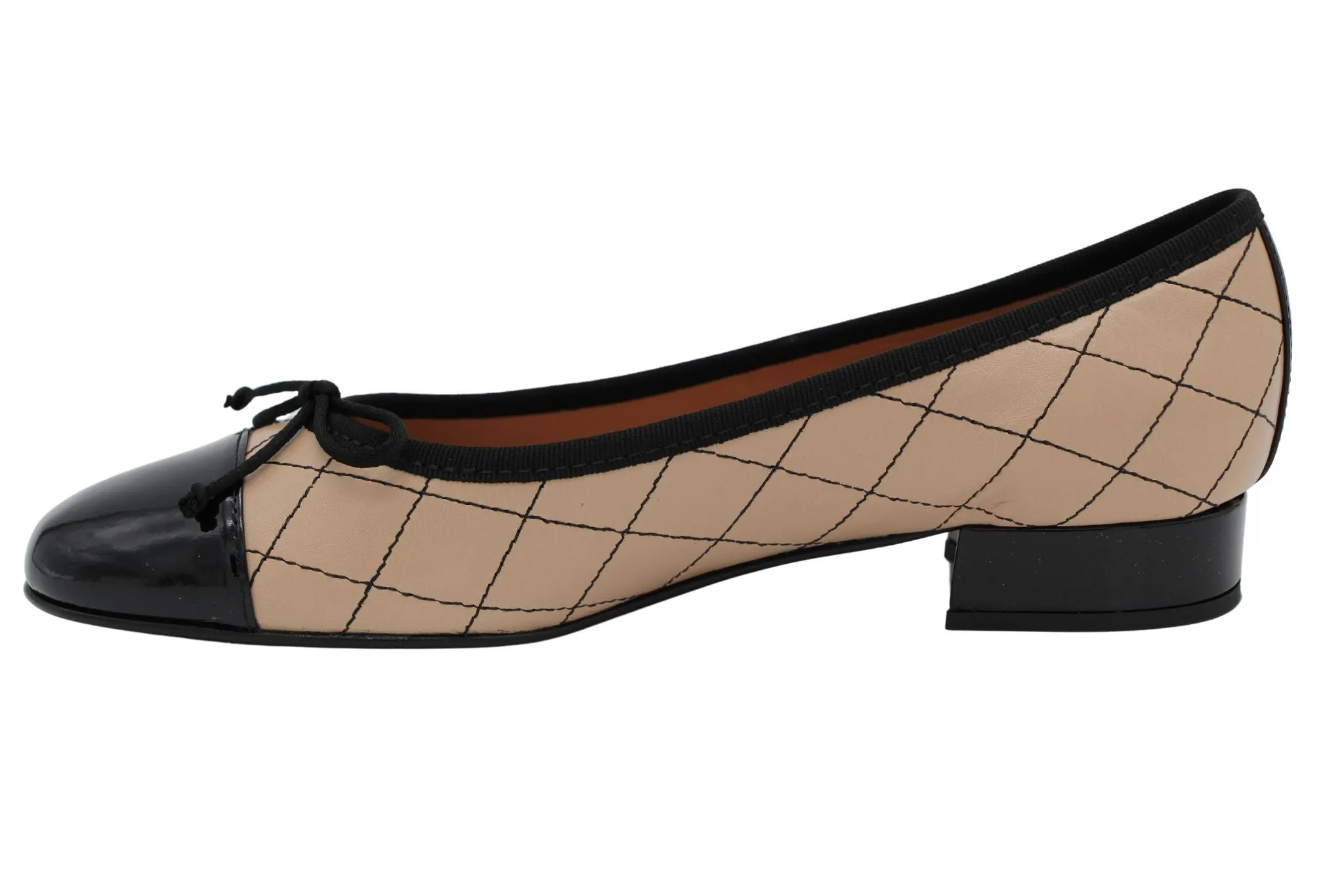 Fabucci Camel and Black Quilted  Ballet Flat