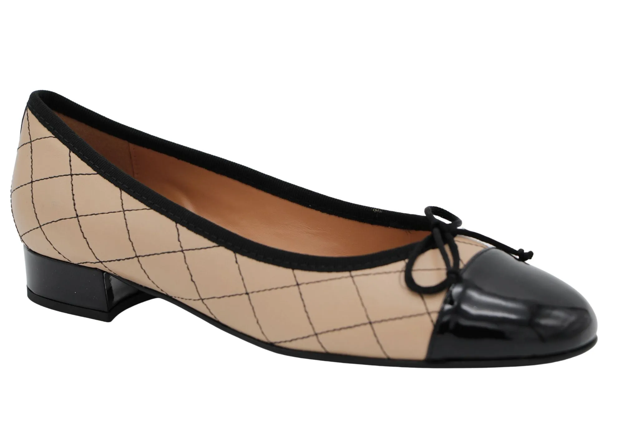 Fabucci Camel and Black Quilted  Ballet Flat