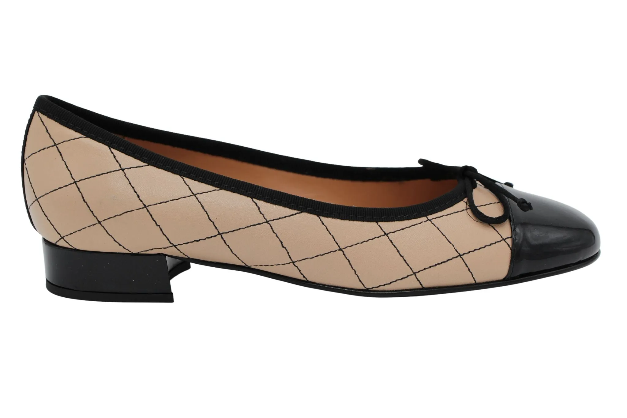 Fabucci Camel and Black Quilted  Ballet Flat