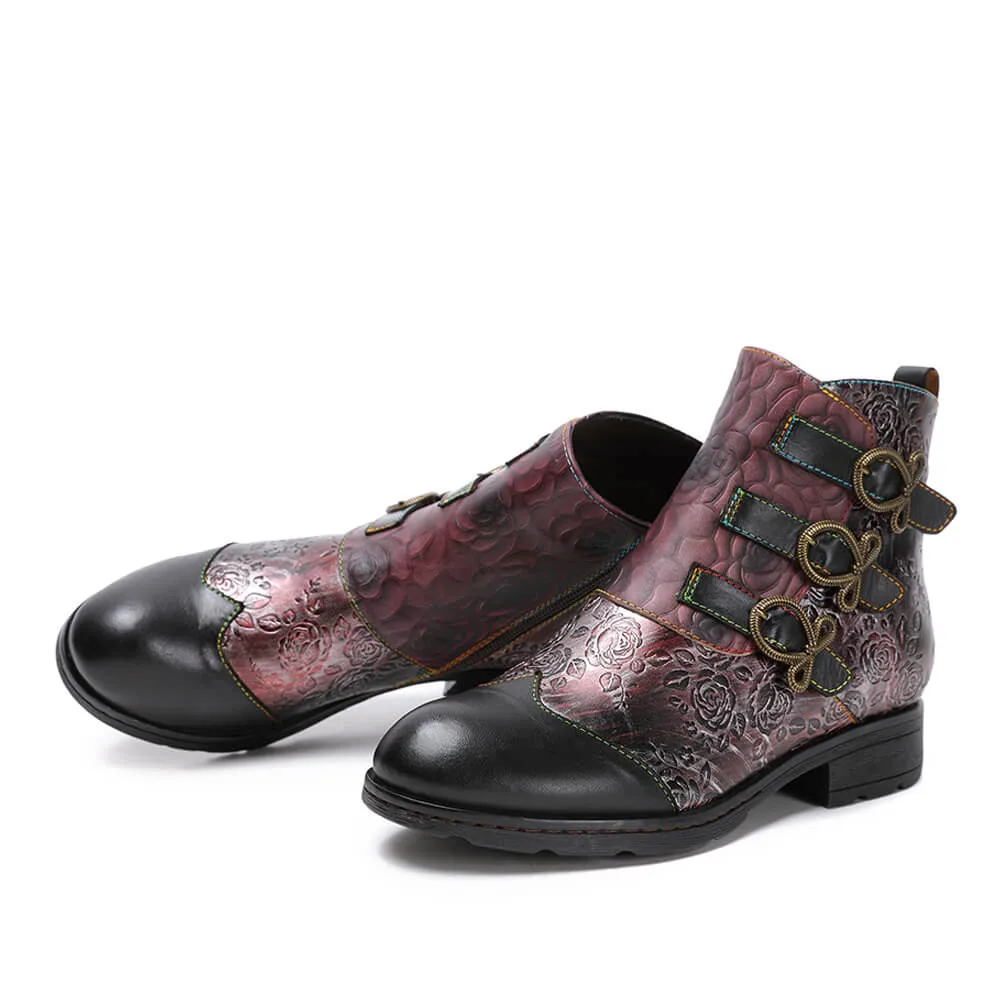 Genuine Leather Hand Painted Flat Boots
