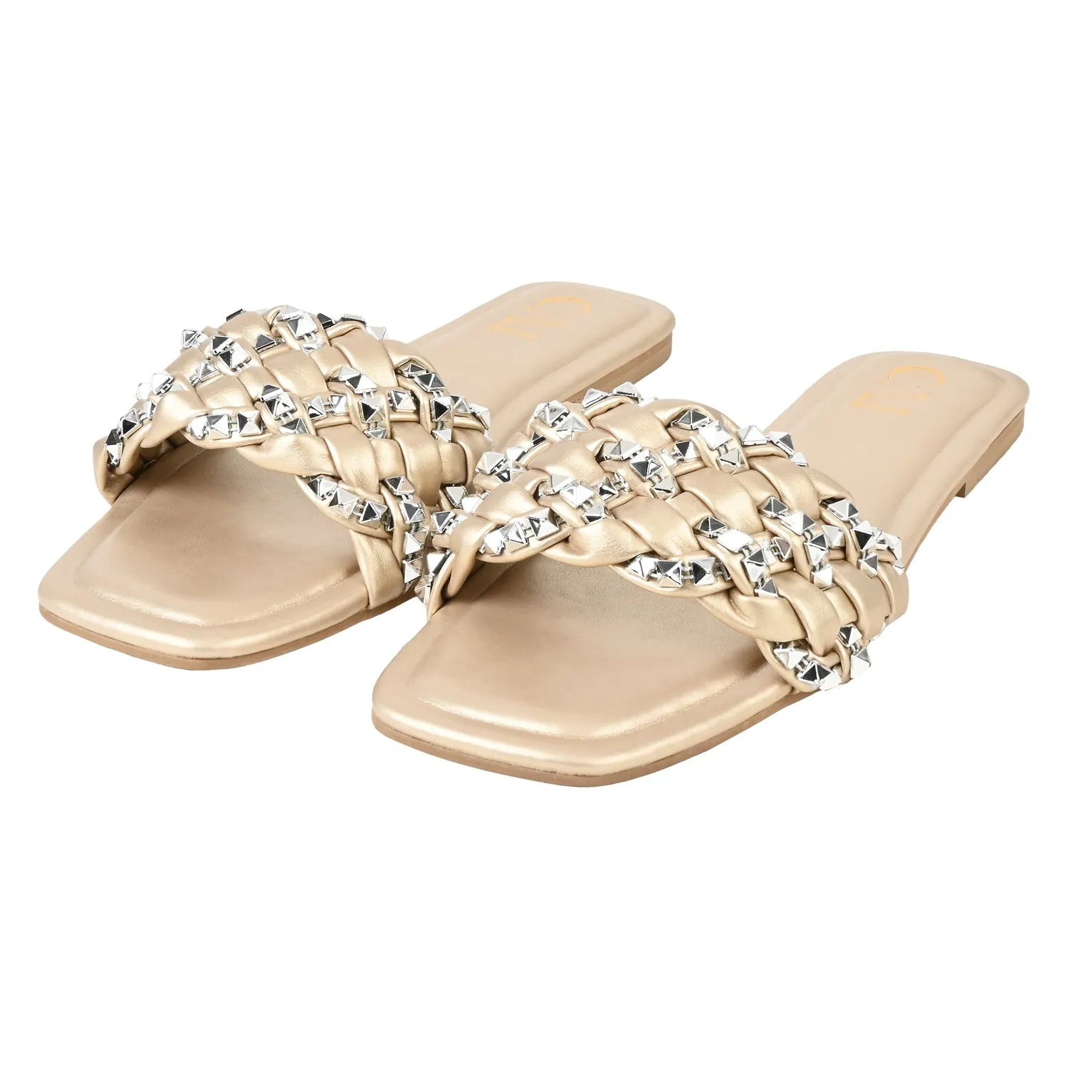 Gold Braided Stud Flats
