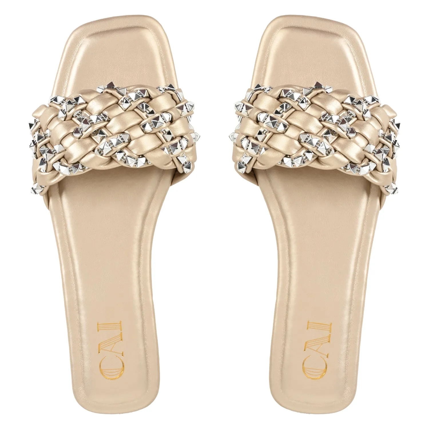 Gold Braided Stud Flats