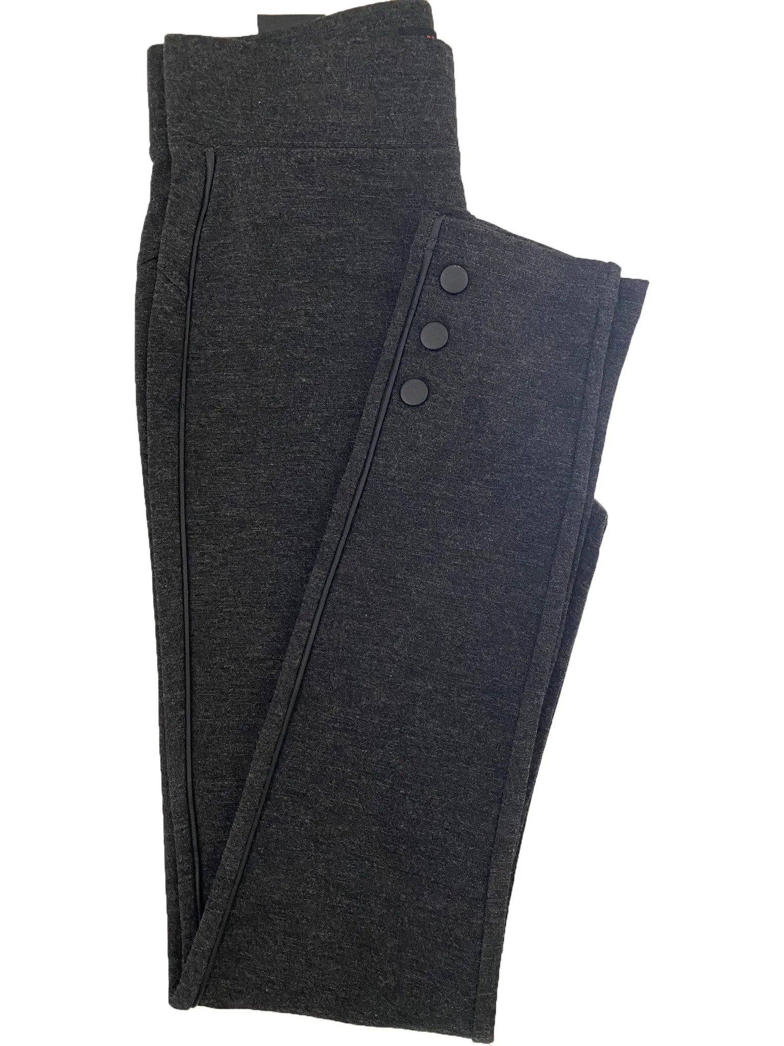 Grey CiSono Ponte Leggings W/Buttons on Ankles