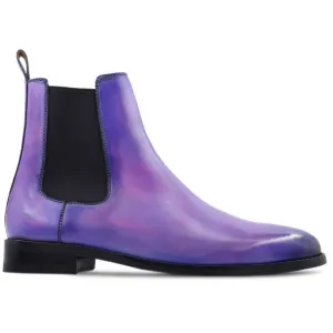 Handmade Customisable Calf Leather Purple Chelsea Boot For Men
