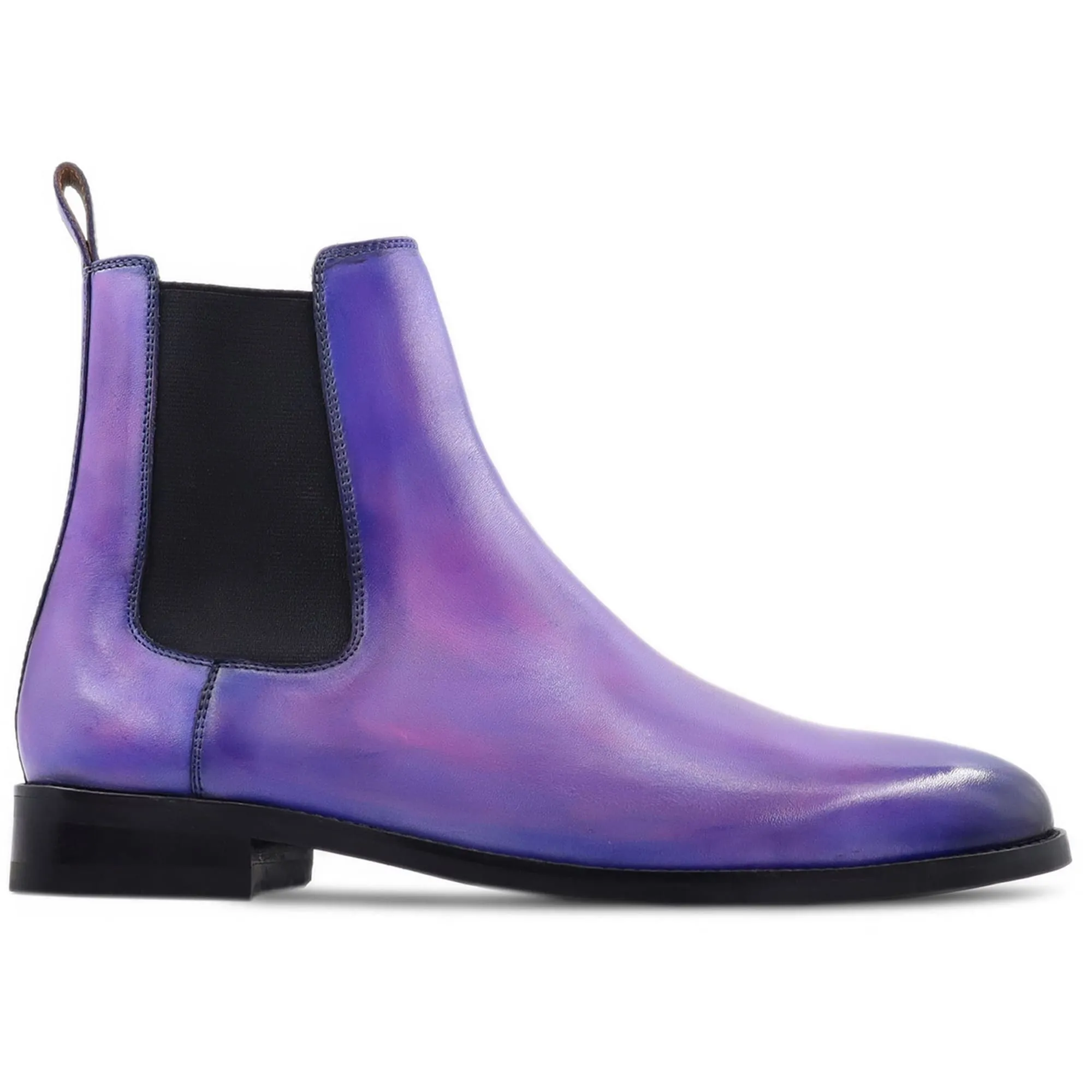 Handmade Customisable Calf Leather Purple Chelsea Boot For Men