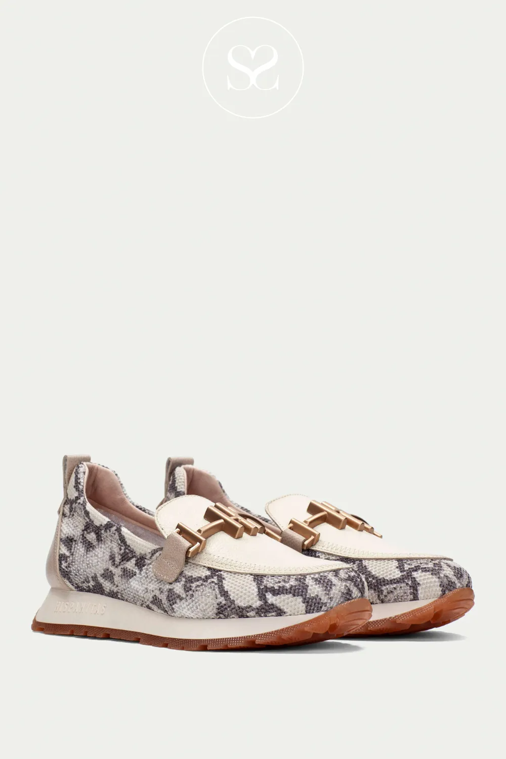 HISPANITAS PHV253919 CREAM AND SNAKE LEATHER CHUNKY LOAFERS