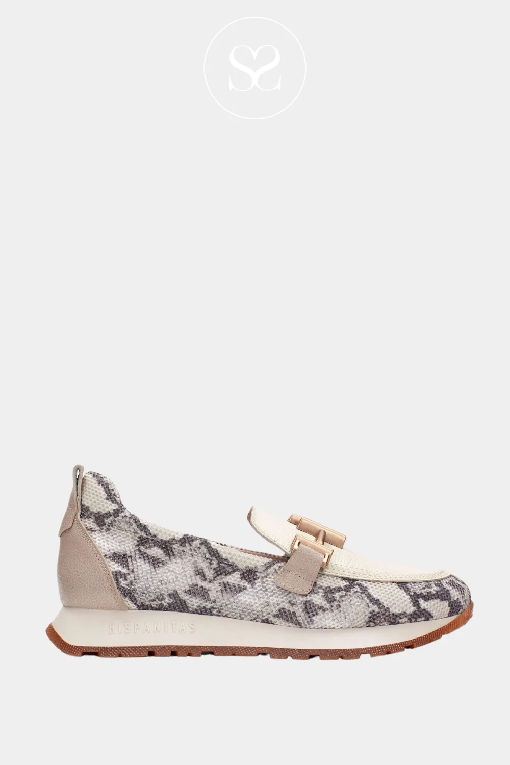 HISPANITAS PHV253919 CREAM AND SNAKE LEATHER CHUNKY LOAFERS