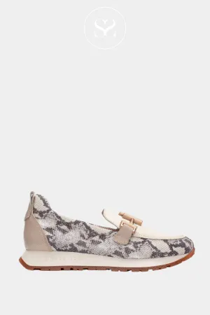 HISPANITAS PHV253919 CREAM AND SNAKE LEATHER CHUNKY LOAFERS