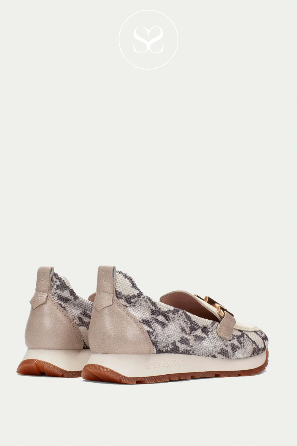 HISPANITAS PHV253919 CREAM AND SNAKE LEATHER CHUNKY LOAFERS
