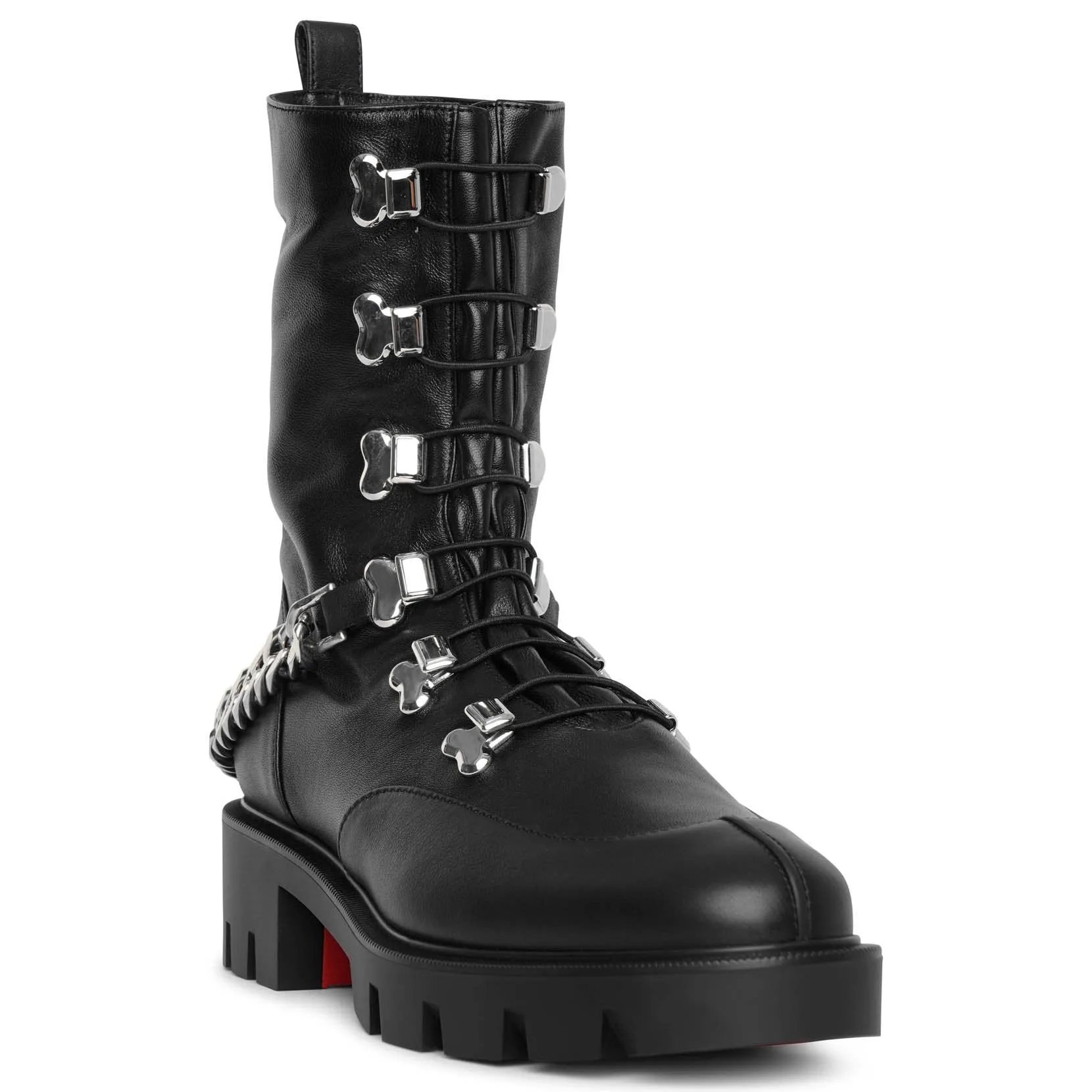 Horse flat leather ankle boots