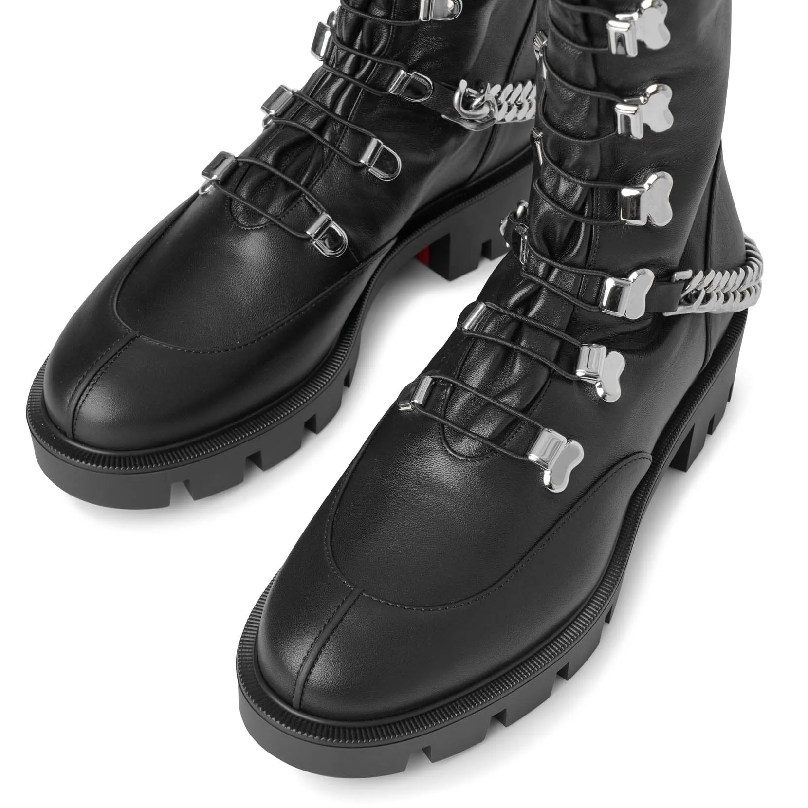 Horse flat leather ankle boots