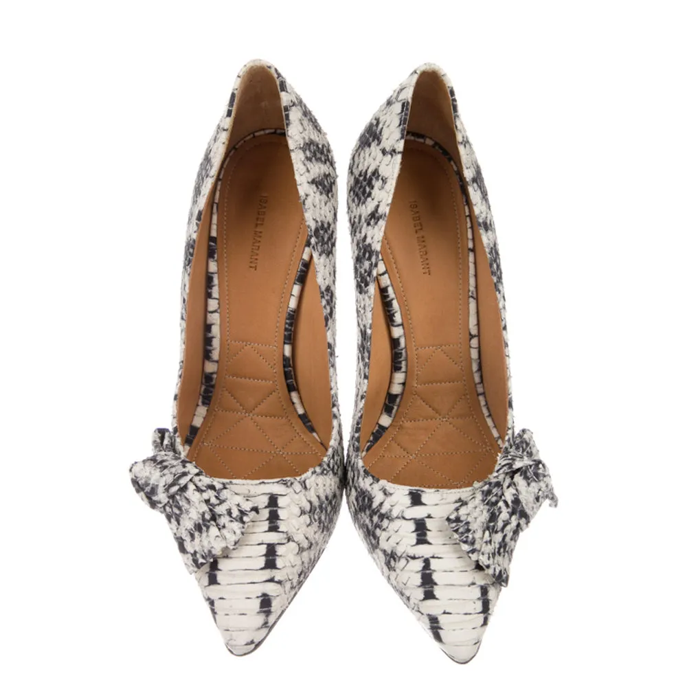 Isabel Marant Poppy Bow Python Pumps White 37