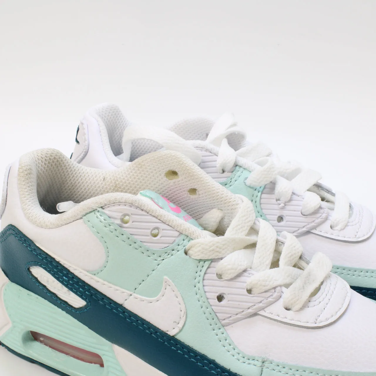 Kids Nike Air Max 90 Ps White White Jade Ice Geode Teal Uk Size 12 Youth