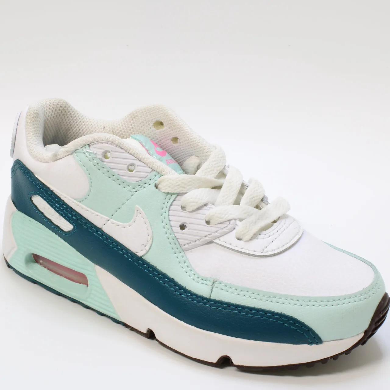 Kids Nike Air Max 90 Ps White White Jade Ice Geode Teal Uk Size 12 Youth