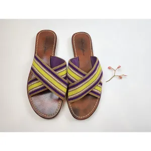 Mellow Yellow criss cross slide on flats size 38