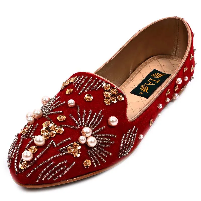 Red Fancy Velvet Pumps